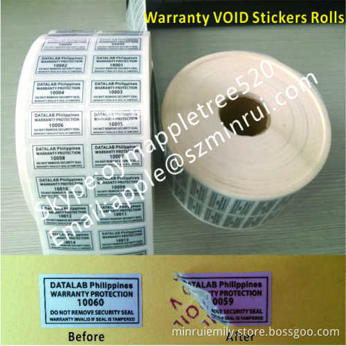 Silver Void Sticker With Serial Numbers,glossy Silver Warranty Void Sticker,warranty Valid If Seal Tampered Stickers